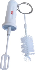Mixer/Perie electrica pentru biberon; functioneaza cu baterii, contine brat mixare si brat cu perie