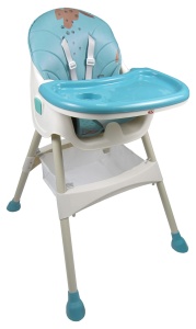 Scaun Masa copil; tava ajustabila pe orizontala 3 pozitii, centura siguranta in 5 puncte, compact la pliere