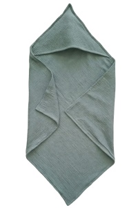 Prosop de baie cu gluga pentru bebelusi din muselina tifon- 70x70cm, moale, absorbant, 100% bumbac, Primii Pasi - Img 1