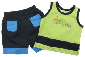 Set 2 piese pantaloni scurti si maiou baieti, Primii Pasi, S2612 porto 12-18luni - Img 2