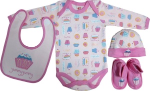 Set cadou bebe 4 piese, Primii Pasi, 0-6 luni