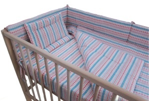 Set lenjerie matlasata 4 piese, 120x60cm, bumbac Oeko Tex, cearceaf, plapuma, pernuta, protectie laterala patut,PPSL4P - Img 2