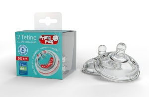 Tetine gat extralarg curgere lenta, 2 valve, anticolici -2 buc/blister (0-3Luni), Primii Pasi