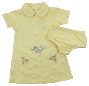 Set rochie si chilotei bebe fete, Primii Pasi, S2581 galben 18-24luni