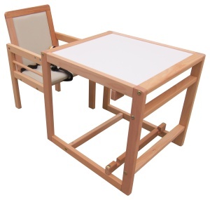 Scaun masa 2-in-1; structura din lemn masiv de fag, se poate folosi in 2 variante: scaun de luat masa sau scaunel cu masa separata, centura de siguranță in 3 puncte, tavita detasabila si reglabila, sezut/spatar captusite si lavabile - Img 2