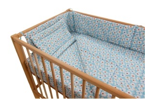 Set lenjerie matlasata 4 piese, 120x60cm, bumbac Oeko Tex, cearceaf, plapuma, pernuta, protectie laterala patut,PPSL4P - Img 6