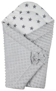 Paturica de infasat nou-nascut, cu doua fete, 70x70 cm, PIB2F001GRI, Primii Pasi