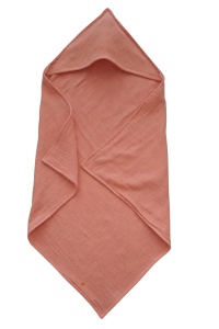 Prosop de baie cu gluga pentru bebelusi din muselina tifon- 70x70cm, moale, absorbant, 100% bumbac, Primii Pasi - Img 2