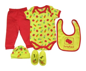 Set cadou bebe 5 piese, galben, Primii Pasi, 0-6L