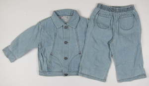 Set jacheta si pantaloni jeans baieti, S136, Primii Pasi, 18-24L, albastru - Img 2