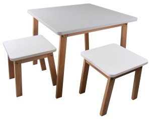 Set masa cu 2 scaune, dimensiune masa 60x60 cm, structura din lemn masiv de fag