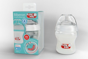Biberon gat extralarg, tetina cu 2 valve, anticolici- 250 ml, Primii Pasi