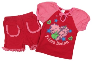 Set 2 piese tricou si pantaloni scurti fete, Primii Pasi, S25277 galben 2 ani - Img 2