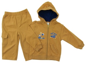 Set trening cu gluga, baieti, Primii Pasi, S20111, ecru, 12-18luni