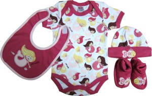 Set cadou bebe 4 piese, Primii Pasi, 0-6 luni