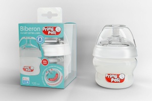 Biberon gat extralarg, tetina cu 2 valve, anticolici- 125 ml, Primii Pasi