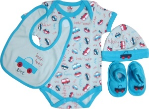 Set cadou bebe 4 piese, baiat, Primii Pasi, 0-6L