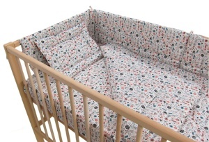 Set lenjerie matlasata 4 piese, 120x60cm, bumbac Oeko Tex, cearceaf, plapuma, pernuta, protectie laterala patut,PPSL4P - Img 8