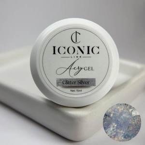AcryGel Iconic Line - Glitter Silver - Polygel Constructie Unghii - 15ml - Img 4