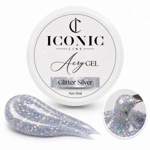 AcryGel Iconic Line - Glitter Silver - Polygel Constructie Unghii - 15ml
