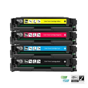Set 4 cartuse toner compatibile 207A W2210A-W2213A cu cip negru, cyan, galben, magenta, 5100 pagini