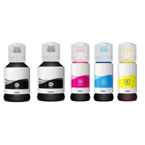 Set 5 flacoane cerneala compatibile ET-101 ET-102 ET-103 ET-104 ET-105 ET-106, 2xblack cyan yellow magenta, 470 ml