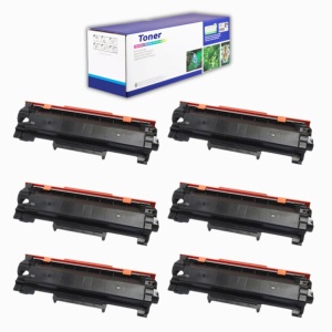 Set 6 cartuse toner compatibile TN2421 TN-2421 negru, 18000 pagini, cip inclus
