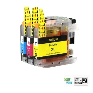 Set 3 cartuse compatibile cu cerneala LC-125XL LC125XL LC 125XL (albastru, galben, magenta), 48 ml, pentru BROTHER MFC J4110DW, MFC J4410DW, MFC J4510DW, MFC J4610DW, MFC J4710DW, MFC J6520DW