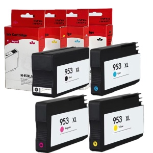 Set 4 cartuse cerneala compatibile 953XL, black cyan yellow magenta, 128 ml