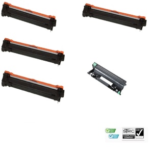 Set 4 cartuse toner compatibile TN-1030 TN-1050 TN-1000, negru black, 4000 pagini si 1 drum unit DR-1000 DR-1030 DR-1050 DR-1090, negru, 10000 pagini