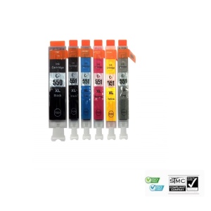 Set 5 cartuse cerneala compatibile PGI-550XL / CLI-551XL (2xnegru, cyan, galben, magenta), 77 ml