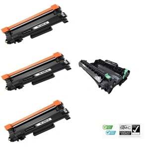 Set 1 drum unit compatibil DR2590 DR-2590, 15000 pagini + 3 cartuse toner TN-2590XL TN2590XL, 9000 pagini, pentru BROTHER HL-L2460DN, HL-L2442DW, HL-L2402D, DCP-L2640DN, DCP-L2600D, DCP-L2622DW, MFC-L2922DW, MFC-L2862DW, MFC-L2802DN, MFC-L2802DW