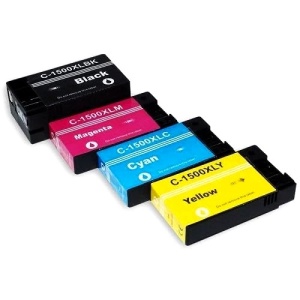 Set 4 cartuse cerneala compatibile PGI-1500XL PGI1500XL, negru, cyan, galben, magenta, 71 ml - Img 2