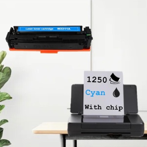 Cartus toner compatibil 207A, W2211A cyan, cu cip, 1250 pagini - Img 2