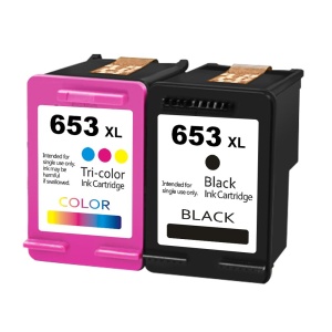 Set 2 cartuse cerneala compatibile 653XL, negru 3YM75A 20 ml + tricolor 3YM74A, 16 ml