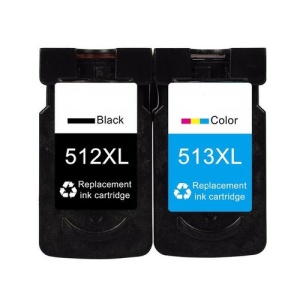 Set 2 cartuse cerneala compatibile Canon PG-512 + CL-513, negru + multicolor, 29 ml