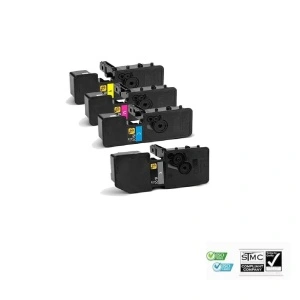 Set 4 cartuse toner compatibil TK-5230 TK5230 TK 5230, BCYM, 9200 pagini - 2600 negru si 2200 pagini fiecare culoare, pentru Kyocera Ecosys M5521cdn Ecosys M5521cdw Ecosys P5021cdn Ecosys P5021cdw