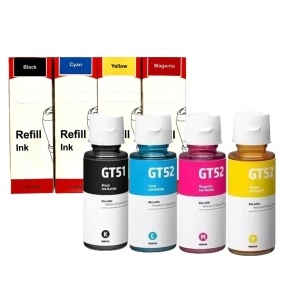 Set 4 flacoane cerneala compatibila GT-51 GT-52 GT51 GT52, negru, cyan, galben, magenta, 90 ml / 70 ml