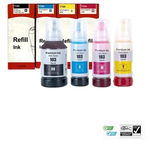 Set 4 flacoane cerneala compatibile ET-101 ET-102 ET-103 ET-104 ET-105 ET-106, black cyan yellow magenta, 340 ml
