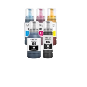 Set 5 flacoane cerneala compatibile cu ET-101 ET-102 ET-103 ET-104 ET-105 ET-106, 2xblack cyan yellow magenta, 410 ml