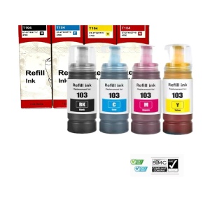 Set 4 flacoane cerneala compatibile ET-101 ET-102 ET-103 ET-104 ET-105 ET-106, black cyan yellow magenta, 280 ml