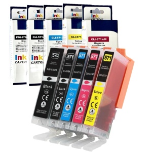 Set 5 cartuse cerneala compatibile PGI-570XL CLI-571XL, 76 ml, 2xnegru + albastru + galben + magenta