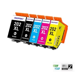Set 5 cartuse cerneala compatibile T-202XL T202XL negru, foto negru, albastru, magenta, galben, 76 ml