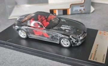 1/43 2011 mercedes benz sls amg limited edition matt grey with see through and red interior. - Img 5