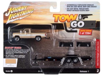 1/64 1983 ford ranger with open trailer *tow & go*, light desert tan