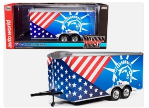 Auto World 1/64 enclosed trailer *patriotic theme* - Img 2