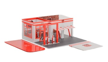 GreenLight 1/64 vintage gas station *phillips 66* *mechanic's corner series 9*, red-orange - Img 3