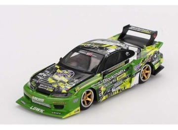 1/64 2024 nissan silvia s15lb-super silhouette #555 v2 formula drift japan, green/yellow