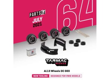1/64 al13 wheels dc 003 designed for rwb modelschrome / gun metal package includes: 4x rims4x tires 2x regular axis2x cambere...