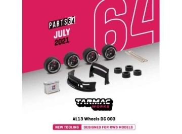 1/64 al13 wheels dc 003 designed for rwb modelschrome / gun metal package includes: 4x rims4x tires 2x regular axis2x cambere...